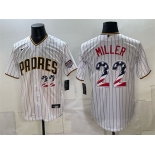 Men's San Diego Padres #22 Mason Miller White USA 250 Fourth of July Home Stitched Baseball Jersey Men's San Diego Padres #22 Mason Miller White USA 250 Fourth of July Home Stitched Baseball Jersey