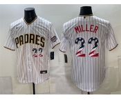 Men's San Diego Padres #22 Mason Miller White USA 250 Fourth of July Home Stitched Baseball Jersey Men's San Diego Padres #22 Mason Miller White USA 250 Fourth of July Home Stitched Baseball Jersey