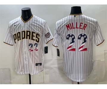 Men's San Diego Padres #22 Mason Miller White USA 250 Fourth of July Home Stitched Baseball Jersey