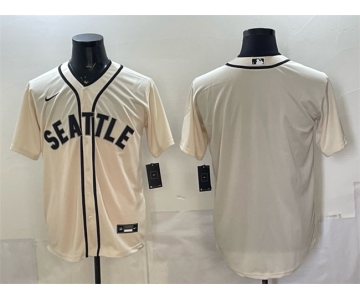 Men's Seattle Mariners Blank Cream Alternate Stitched Baseball Jersey