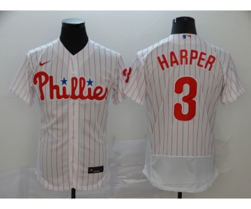 Nike Men's Philadelphia Phillies #3 Bryce Harper White Home Flex Base Authentic Collection Baseball Jersey