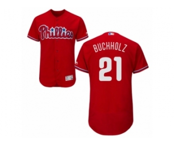 Philadelphia Phillies #21 Clay Buchholz Red Flexbase Authentic Collection MLB Jersey