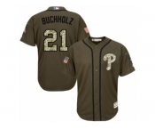 Philadelphia Phillies #21 Clay Buchholz Replica Green Salute to Service MLB Jersey Philadelphia Phillies #21 Clay Buchholz Replica Green Salute to Service MLB Jersey