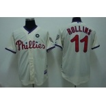 mlb philadelphia phillies #11 rolins 2009 world series cream mlb philadelphia phillies #11 rolins 2009 world series cream