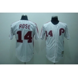mlb philadelphia phillies #14 rose m&n white(red strip)