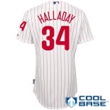 mlb philadelphia phillies #34 halladay white(red strip)cool base mlb philadelphia phillies #34 halladay white(red strip)cool base