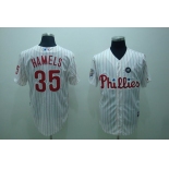 mlb philadelphia phillies #35 Hamels 2008 world series white(red strip) mlb philadelphia phillies #35 Hamels 2008 world series white(red strip)