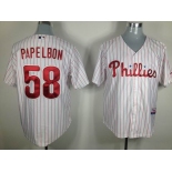 mlb philadelphia phillies #58 papelbon white[red strip]
