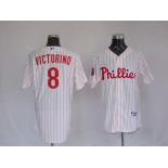 mlb philadelphia phillies #8 victorino 2009 world series white(red strip) mlb philadelphia phillies #8 victorino 2009 world series white(red strip)