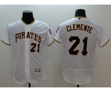 Men Pittsburgh Pirates #21 Roberto Clemente Majestic white Flexbase Authentic Collection Player Jersey