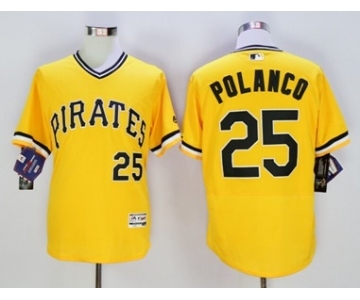 Men Pittsburgh Pirates #25 Gregory Polanco Majestic yellow Flexbase Authentic Collection Player Jersey