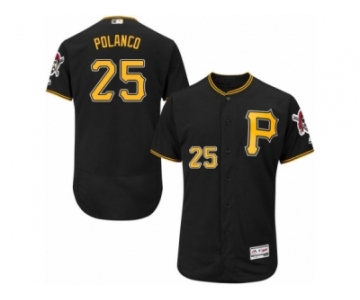 Men's Majestic Pittsburgh Pirates #25 Gregory Polanco Black Flexbase Authentic Collection MLB Jersey