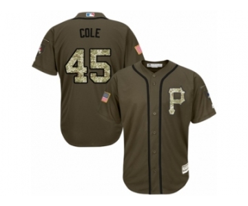 Men's Majestic Pittsburgh Pirates #45 Gerrit Cole Replica Green Salute to Service MLB Jersey