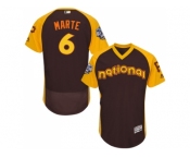 Men's Majestic Pittsburgh Pirates #6 Starling Marte Brown 2016 All-Star National League BP Authentic Collection Flex Base MLB Jersey