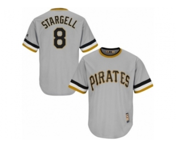 Men's Majestic Pittsburgh Pirates #8 Willie Stargell Authentic Grey Cooperstown Throwback MLB Jersey