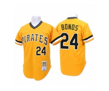 Men's Mitchell and Ness Pittsburgh Pirates #24 Barry Bonds Replica Gold Throwback MLB Jersey