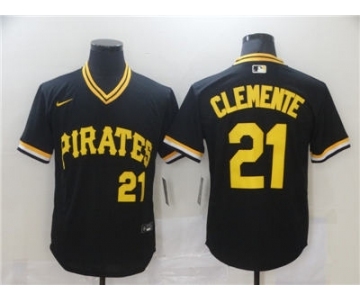 Men's Nike Pittsburgh Pirates #21 Roberto Clemente Black Cool Base Stitched Baseball Jersey