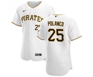 Men's Nike Pittsburgh Pirates #25 Gregory Polanco White Home 2020 Authentic Player Baseball Jersey