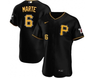 Men's Nike Pittsburgh Pirates #6 Starling Marte 2020 Black Alternate Authentic Player Baseball Jersey