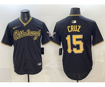Men's Pittsburgh Pirates #15 Oneil Cruz Black Limited Stitched Baseball Jersey