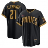 Men's Pittsburgh Pirates #21 Roberto Clemente Black 2026 City Connect Stadium Stitched Stitched Baseball Jersey