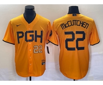 Men's Pittsburgh Pirates #22 Andrew McCutchen Number Gold 2023 City Connect Stitched Jersey