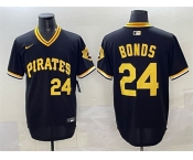 Men's Pittsburgh Pirates #24 Barry Bonds Black With Patch Cool Base Stitched Baseball Jersey Men's Pittsburgh Pirates #24 Barry Bonds Black With Patch Cool Base Stitched Baseball Jersey