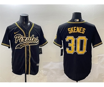 Men's Pittsburgh Pirates #30 Paul Skenes Black Cool Base Stitched Baseball Jersey