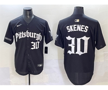 Men's Pittsburgh Pirates #30 Paul Skenes Black 'Gothic Steel City Edition' Vapor Limited Stitched Baseball Jersey