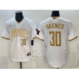 Men's Pittsburgh Pirates #30 Paul Skenes White 2026 City Connect Stadium Stitched Baseball Jersey Men's Pittsburgh Pirates #30 Paul Skenes White 2026 City Connect Stadium Stitched Baseball Jersey