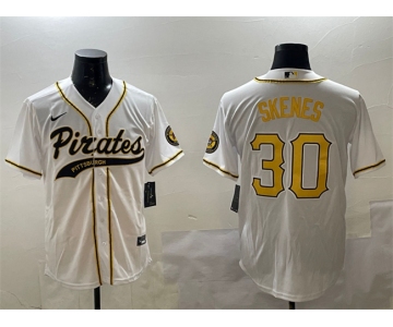 Men's Pittsburgh Pirates #30 Paul Skenes White Cool Base Stitched Baseball Jersey