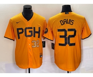 Men's Pittsburgh Pirates #32 Henry Davis Number Yellow 2023 City Connect Stitched Jersey