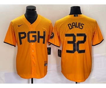 Men's Pittsburgh Pirates #32 Henry Davis Yellow 2023 City Connect Stitched Jersey