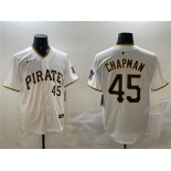 Men's Pittsburgh Pirates #45 Aroldis Chapman White Home Limited Stitched Baseball Jersey