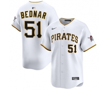 Men's Pittsburgh Pirates #51 David Bednar White 2025 Home Limited Stitched Baseball Jersey