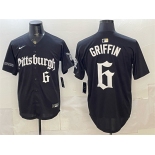 Men's Pittsburgh Pirates #6 Konnor Griffin Black 'Gothic Steel City Edition' Vapor Limited Stitched Baseball Jersey Men's Pittsburgh Pirates #6 Konnor Griffin Black 'Gothic Steel City Edition' Vapor Limited Stitched Baseball Jersey