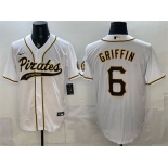 Men's Pittsburgh Pirates #6 Konnor Griffin White Cool Base Stitched Baseball Jersey Men's Pittsburgh Pirates #6 Konnor Griffin White Cool Base Stitched Baseball Jersey
