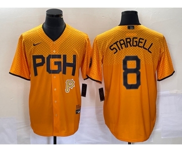 Men's Pittsburgh Pirates #8 Willie Stargell Gold 2023 City Connect Stitched Jersey