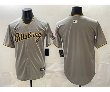 Men's Pittsburgh Pirates Blank Gray Limited Stitched Baseball Jersey