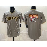 Men's Pittsburgh Pirates Team Big Logo Gray Limited Stitched Baseball Jersey