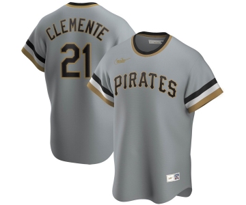 Pittsburgh Pirates #21 Roberto Clemente Nike Road Cooperstown Collection Player MLB Jersey Gray