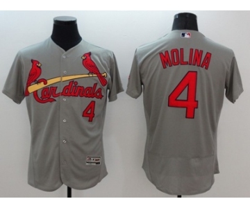 Men St. Louis Cardinals #4 Yadier Molina Majestic grey Flexbase Authentic Collection Player Jersey