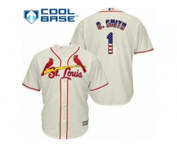 Men's Majestic St. Louis Cardinals #1 Ozzie Smith Replica Cream USA Flag Fashion MLB Jersey