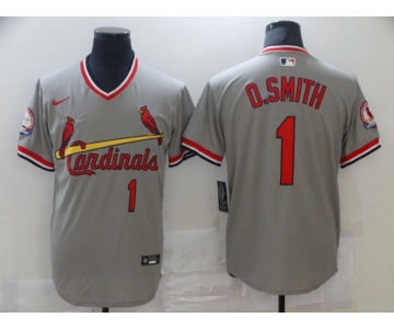Men's Nike St. Louis Cardinals #1 Ozzie Smith Grey Retro Baseball Jersey
