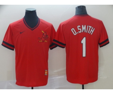Men's Nike St. Louis Cardinals #1 Ozzie Smith Red M&N MLB Jersey