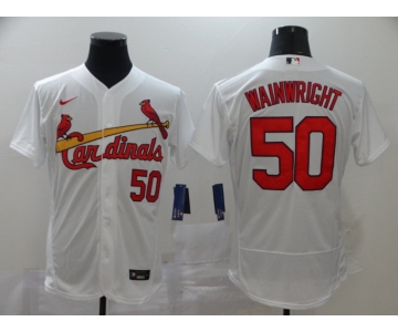 Men's Nike St. Louis Cardinals #50 Adam Wainwright  White Flex Base Home Stitched Baseball Jersey