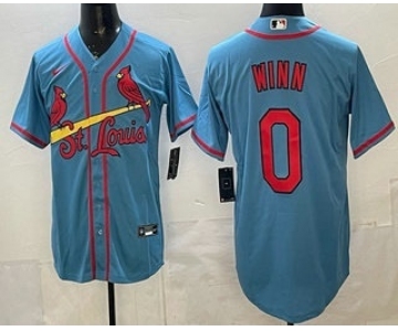 Men's St Louis Cardinals #0 Masyn Winn Blue Cool Base Jersey