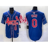 Men's St. Louis Cardinals #0 Masyn Winn Royal Independence Day Vapor Premier Limited Stitched Baseball Jersey