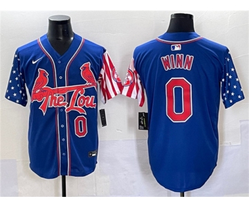 Men's St. Louis Cardinals #0 Masyn Winn Royal Independence Day Vapor Premier Limited Stitched Baseball Jersey
