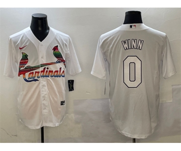 Men's St. Louis Cardinals #0 Masyn Winn White Cool Base Stitched Baseball Jersey